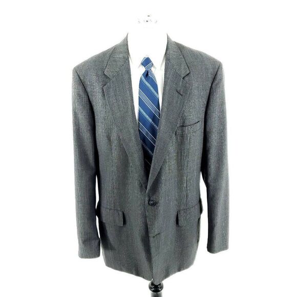 John Weitz Wool 2 Button 2 Piece Suit 42L Gray Birdseye 41/31 Multi-Colored Wind - Picture 4 of 12